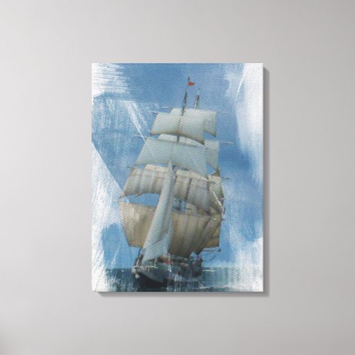 Sailing Tall Ship Vessel  WATERCOLOR Painting Canvas Print