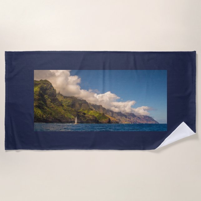 Sailing The Coastline Beach Towel (Front)