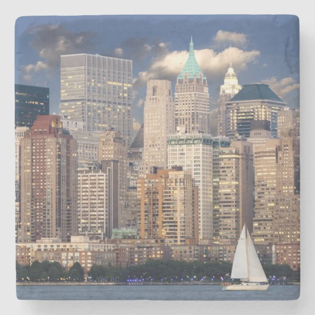 Sailing the Hudson River in New York Stone Coaster (Front)