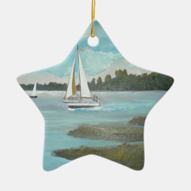 Sailing the Matanzas Ceramic Ornament (Front)