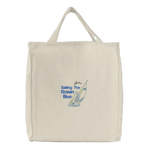 Sailing The Ocean Blue Embroidered Bag