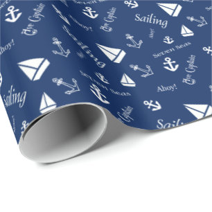 Sailing Themed Gift Wrap Wrapping Paper Nautical