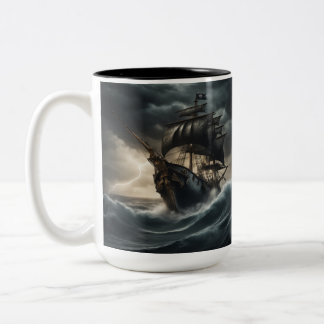 Sailing Through Storms: A Pirate Ship Series Born Two-Tone Coffee Mug