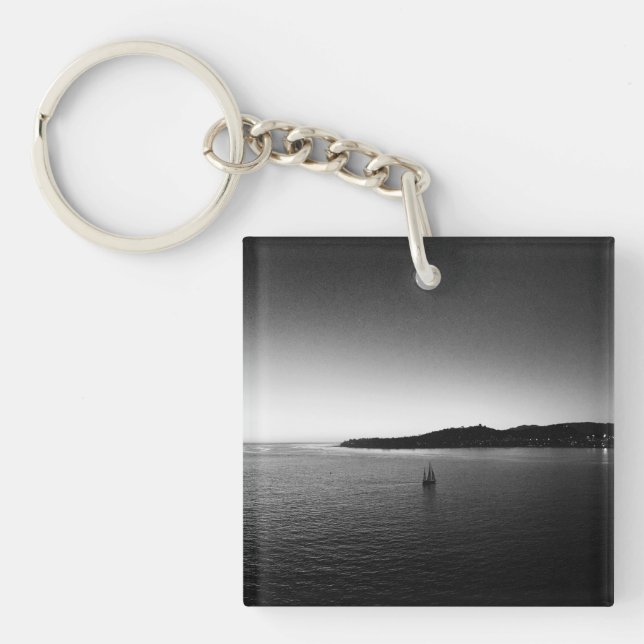 Sailing to the Horizon Black and White Keychain (Front)