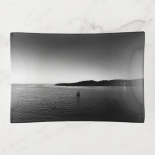 Sailing to the Horizon Black and White Trinket Tray