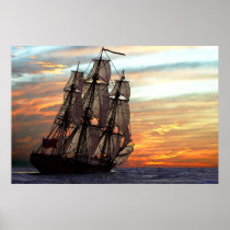 sailing towards sunset poster
