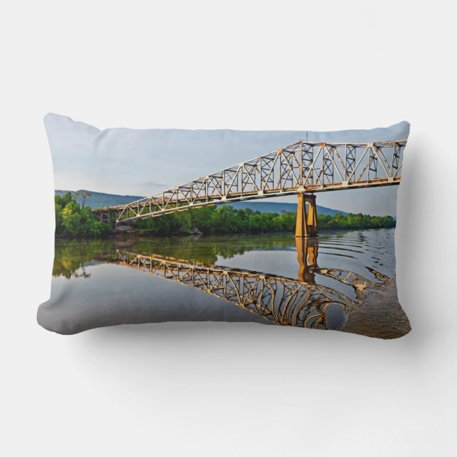 Sailing Under A Bridge Over The Tennessee River Lumbar Pillow (Front)