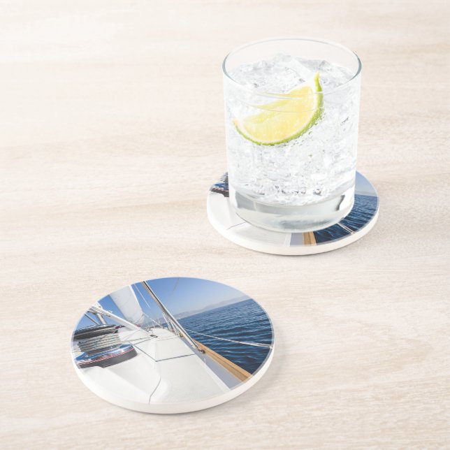 Sailing Vessel on Ocean Waves Coaster – Nautical (Side)