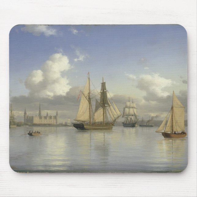 Sailing Vessels off Kronborg Castle, Sweden, 1880 Mouse Pad (Front)