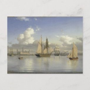Sailing Vessels off Kronborg Castle, Sweden, 1880 Postcard