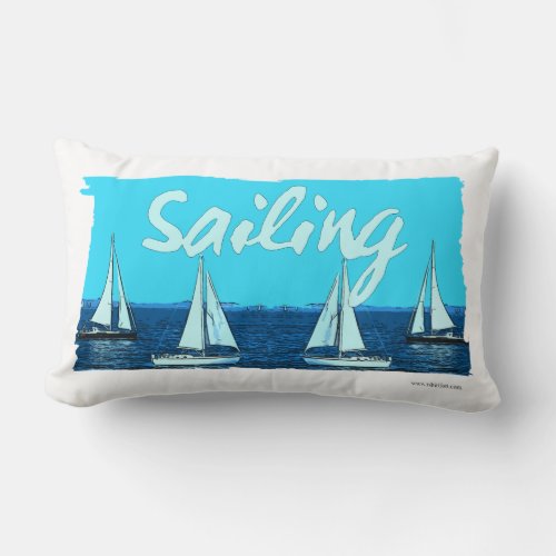 Sailing Vintage Cartoon Beachy Vibes Lumbar Pillow