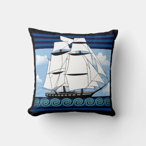 Sailing Wave Rider Mixed Stripe Throw Pillow