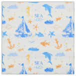 Sailing with Dolphins Nautical Fabric