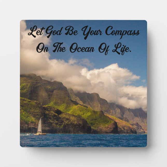 Sailing With God Tabletop Plaque with Easel (Front)