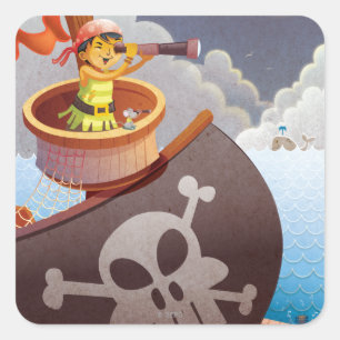 Sailing with Pirates Square Sticker
