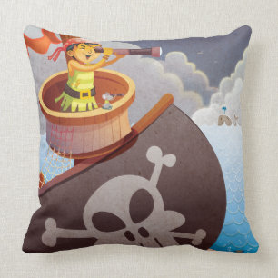 Sailing with Pirates Throw Pillow