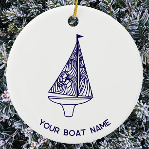 Sailing Yacht Boat Name Ceramic Ornament