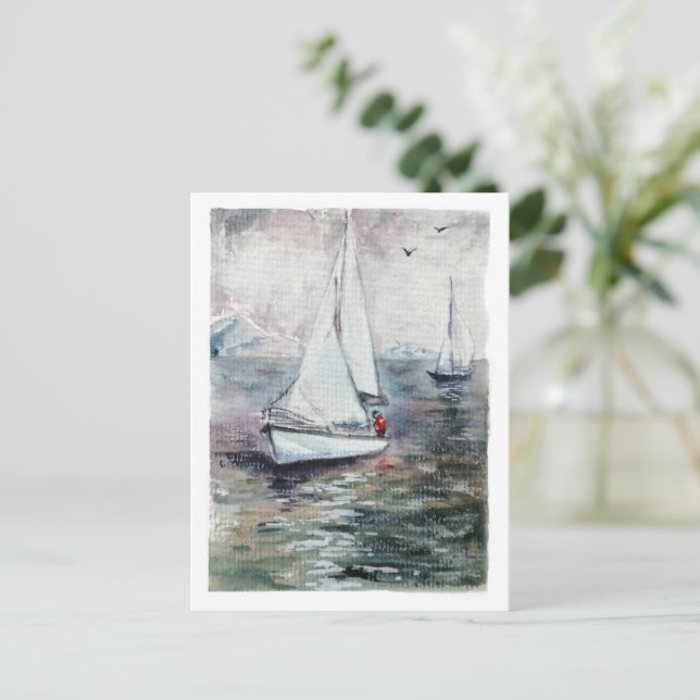 Sailing yacht holiday postcard (Standing Front)