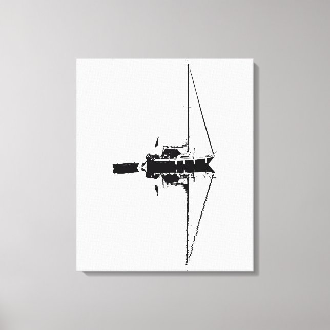Sailing Yacht with its Reflection on a Calm Sea Canvas Print (Front)