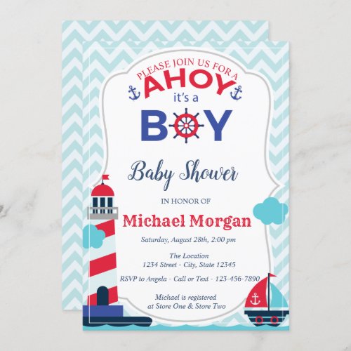 SailorAhoy Its a BOY Baby Shower Invitation