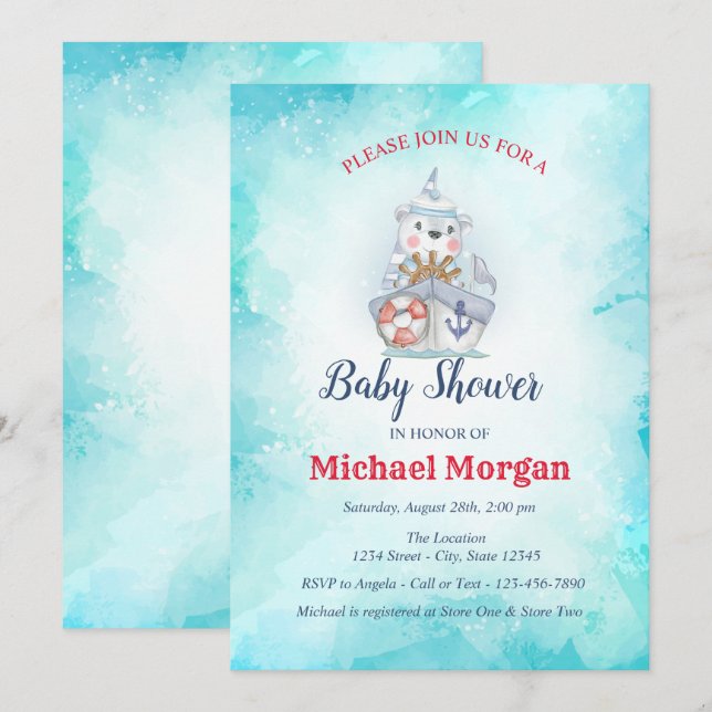 Sailor,Ahoy It's a BOY Sea Baby Shower Invitation (Front/Back)