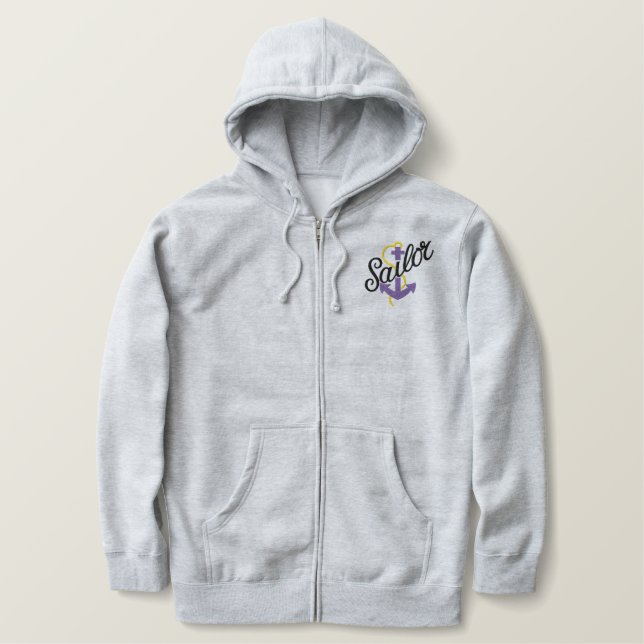 Sailor Anchor Embroidered Hoodie (Design Front)