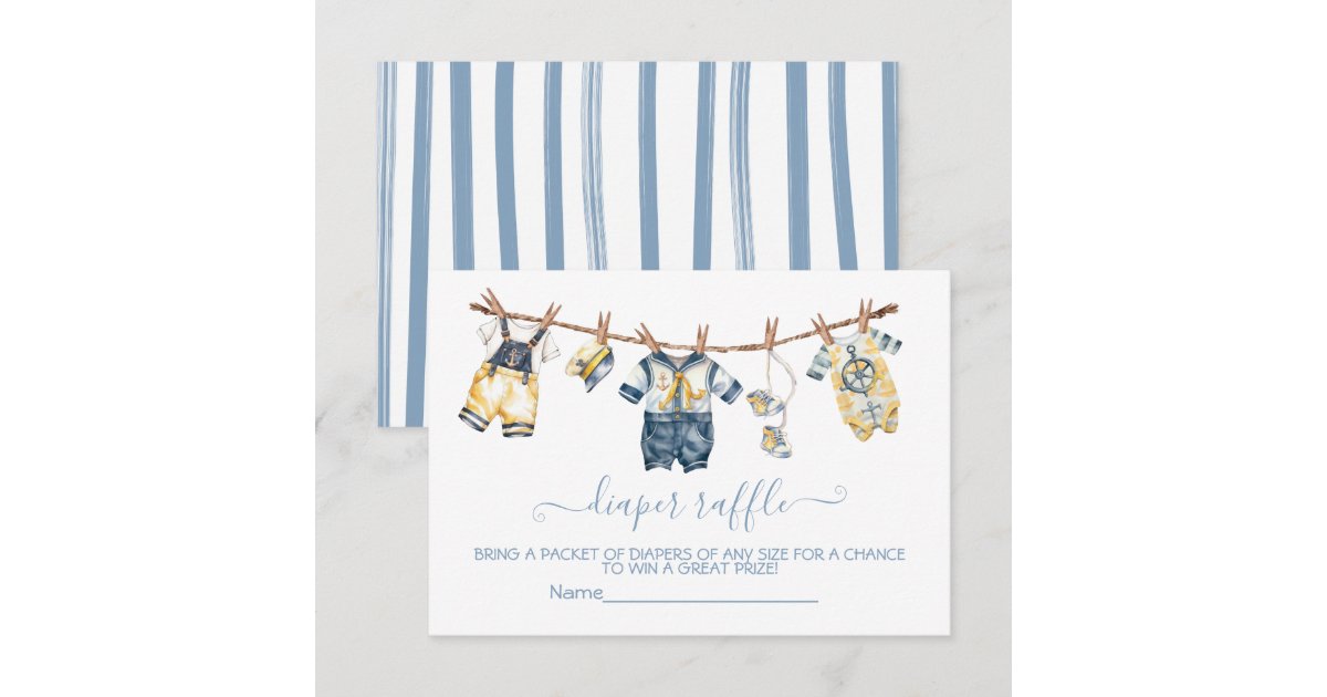 Clothes Line Raffle Sailor Baby Shower Clothesline Diaper Raffle Invitation | Zazzle