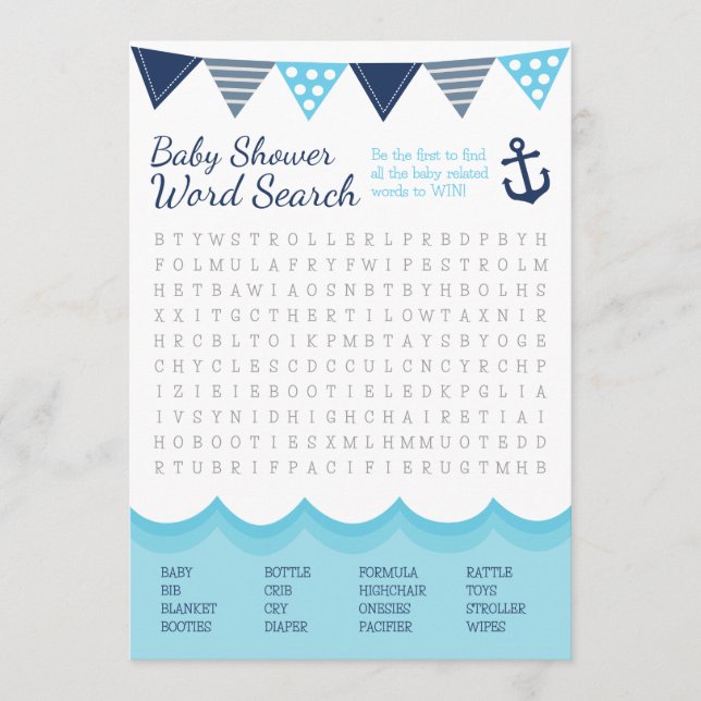 Sailor Baby Word Search Game Card (Front)