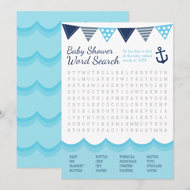 Sailor Baby Word Search Game Card (Front/Back)