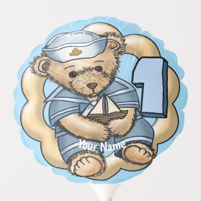 Sailor Bear 1 Year old Birthday balloon, Balloon (Front)