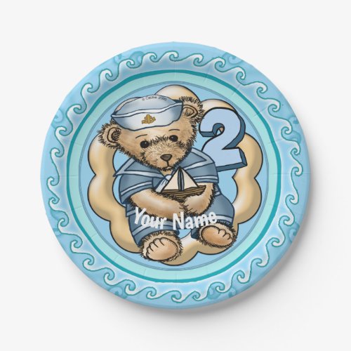 Sailor Bear 2 Year old Birthday paper plates