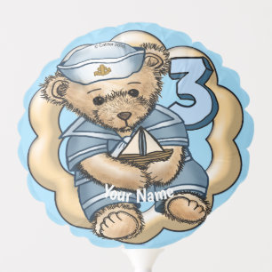 Sailor Bear 3 Year old Birthday balloon