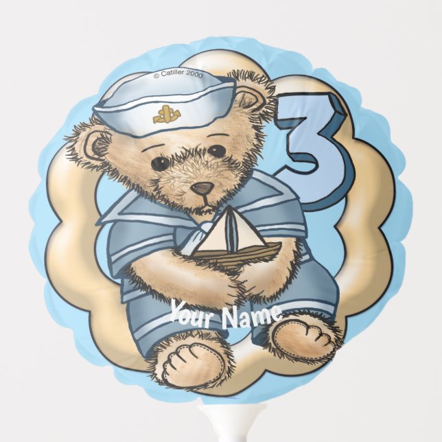 Sailor Bear 3 Year old Birthday balloon (Front)