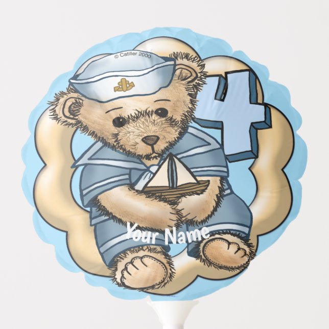 Sailor Bear 4 Yr Old Birthday Balloon (Front)
