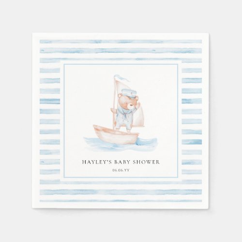 Sailor Bear Blue Stripe Baby Shower