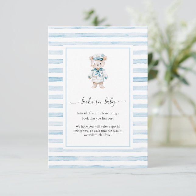 Sailor Bear Blue Stripe Books Request Insert Card (Standing Front)