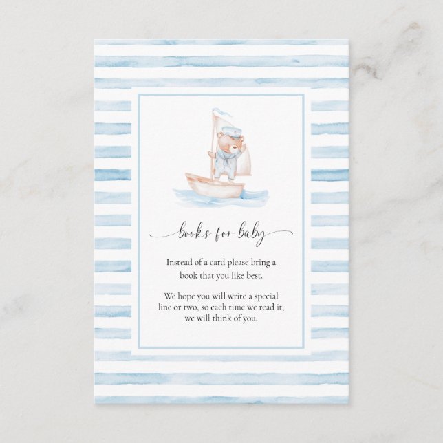 Sailor Bear Blue Stripe Books Request Insert Card (Front)