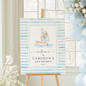 Sailor Bear Blue Stripe Welcome Foam Board