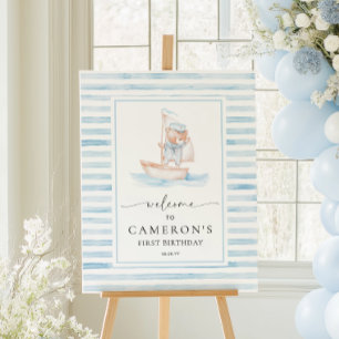Sailor Bear Blue Stripe Welcome Foam Board