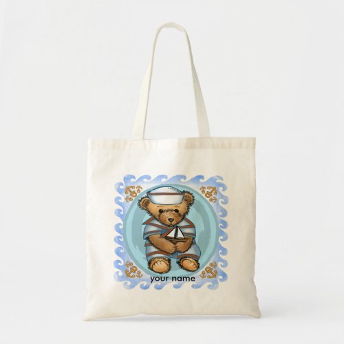 Sailor Bear custom name  Tote Bag