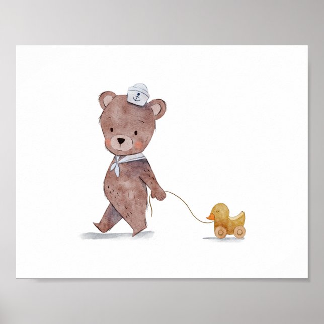 Sailor Bear Nursery Room Wall Art (Front)