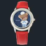 Sailor Bear Personalized Kid's Watch<br><div class="desc">This fun watch features a sweet vector illustration of a cute brown bear wearing a sailor suit and can be personalized with your child's name or monogram.</div>