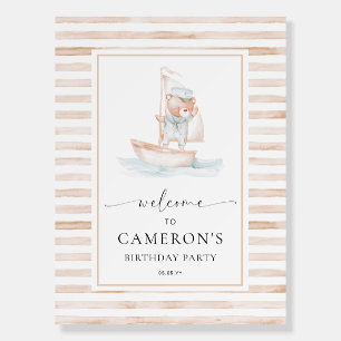 Sailor Bear Tan Stripe Welcome Foam Board