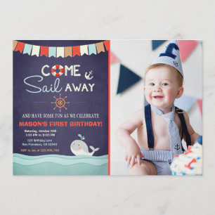 Sailor Birthday Invation Come Sail Away Nautical Invitation