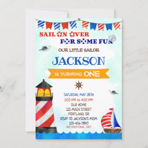 Sailor birthday invitation Boy 1st birthday party