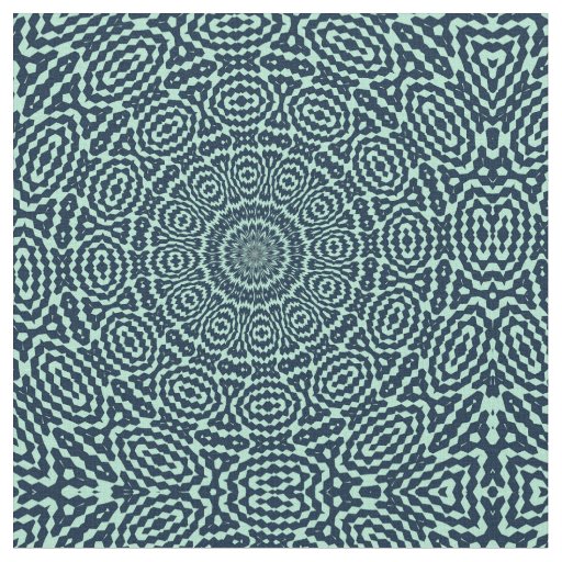 Sailor Blue and Mint Geometric Kaleidoscope Mandal Fabric