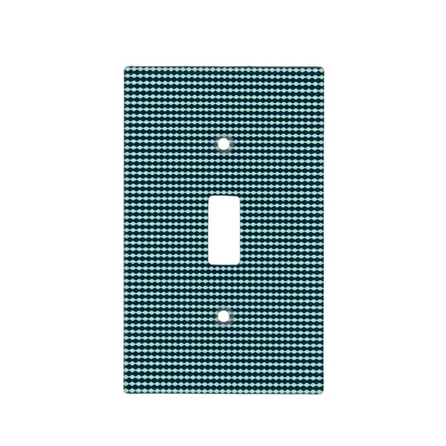 Sailor Blue and Mint Repeat Diamond Pattern Light Switch Cover (Front)