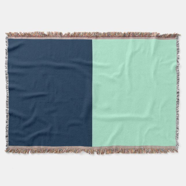 Sailor Blue and Mint Throw Blanket (Front)