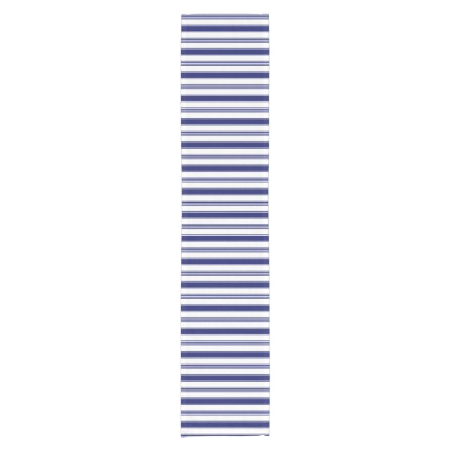 Sailor Blue Horizontal Stripes Short Table Runner (Front)
