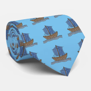 Sailor! Blue Sailing Ship Necktie